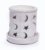 Moroccan Star Moon Candle Holder White
