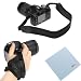 GTMax Black Anti-Slip Neoprene Camera shoulder/Neck Strap Belt + Heavy Duty Stabilizing Hand Grip Strap + Microfiber Cleaning Cloth for FujiFilm FinePix X100S, SL1000, X100S, S8200, S4200, S4500, SL300, S3200, HS50EXR, HS20EXR, S2950, S2800HD; Pentax X-5; Canon SX50 HS, SX500 IS, EOS T5i, SL1 or any other Heavy SLR Digital Cameras