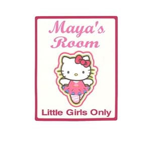 HELLO KITTY Little Girls Bedroom Door SIGN, Personalized