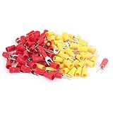 uxcell　断熱スペードターミナル　絶縁スペードコネクタ　圧着端子　AWG12-10 SV5.5-5　102個入り