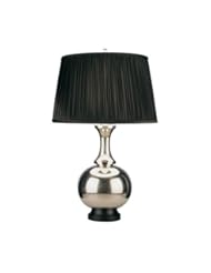 Home Improvement: Robert Abbey 1856B Lamps with Mushroom-Pleated Black Silk Fabric Shades, Black Base/Vintage Silver Finish - Alico Lighting