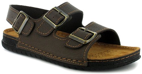 New Mens/Gents Brown Croft Originals Triple Buckle Sling Back Sandals - Brown - UK 8