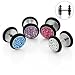 2 St�ck Fake Plugs F29 WEISS Multi Strass Edelstahl Ohrstecker 9 mm