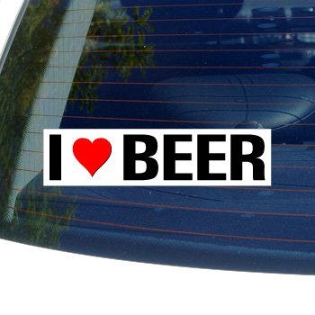 I Love Heart BEER - Window Bumper Sticker