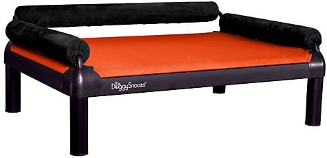 SnoozeLounge Dog Bed with Long Legs Size: Medium (23" L x 35" W), Bolster Color: Black, Color: Orange