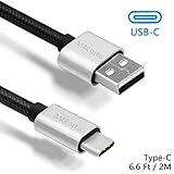 Type C Cable ,6.6 Ft (2m) Braided Cable Reversible Connector for New Macbook 12 Inch, High Speed Charging Cable Power Line for Chromebook Pixel, Nokia N1 Tabletand Other Devices Type C USB