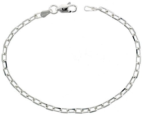 Sterling Silver 1 8 Diamond Cut Cable Chain Bracelet NICKEL FREE