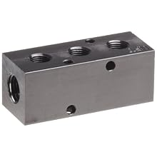Polyconn PCM10-125-03B Black Anodizing Aluminum Manifold, 1/4" NPT Female x 1/8" NPT Female, 3 Stations