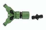 Gartenschlauch Y-Verteiler mit Druckregler - Gartenstecker fuer 2 Schlauchanschluesse