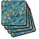Teal Gold Olive Bubble Swirls - Set Of 4 Ceramic Tile Coasters Teal Gold Olive Bubble Swirls - Set Of 4 Ceramic Tile Coasters