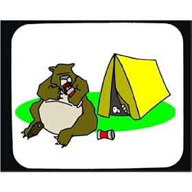 Mouse Pad with camping, can, eating, bear, tent
