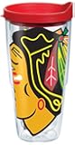 Tervis 1098761 "NHL Chicago Blackhawks" Tumbler with Red Lid, 24 oz, Clear