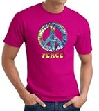PEACE TIE DYED Sign Symbol Adult T-shirt Tee Shirt - Sangria Color
