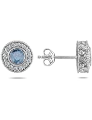 3/4 CTW Blue Diamond Earrings 10K White Gold