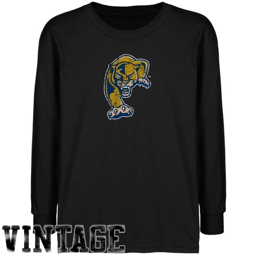 Florida International Golden Panthers Youth Black Distressed Logo Vintage T-shirt- (Medium)