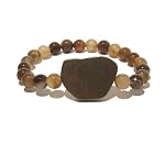 Pyrite Bracelet 07 Stretch Fools Gold Slab Genuine Brown Botswana Agate Crystal Healing 7