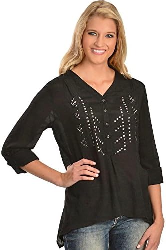 Red Ranch Women's Studded Long Sleeve Top Black Small