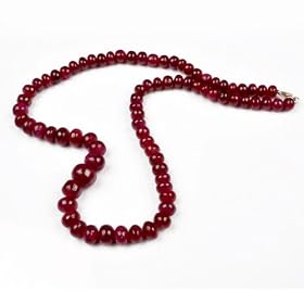 Natural Single Strand Cabochon Ruby Beads Necklace by 
