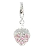 Les Poulettes Jewels - Charm Sterling Silver - Silver Strawberry with its Pink Zirconias- with Lobster Clasp