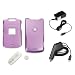 PCMICROSTORE Brand AT&T Cingular Motorola MOTORAZR Razr V3xx Snap-On Solid Purple Crystal Case Cover with Removable Belt Clip - Bundled with 12v Rapid Premium Car Charger and Home Travel Wall AC Adapter Charger