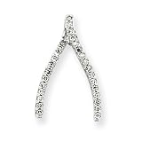 14k White Gold Diamond Wishbone Pendant