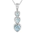 10K White Gold Blue Heart Topaz Pendant Necklace