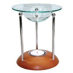 Duftlampe / Duft�llampe DREIBEIN, H�he ca. 14cm, Durchmesser ca. 13cm, ECHTHOLZ / CHROM