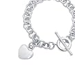 14K White Gold Bracelet With Puffed Heart Charm - 7.50 inches