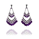 Colourful Flamenco Dancer Clip On Earrings - Purple