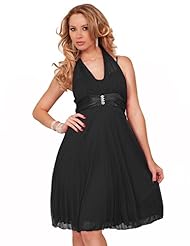 A-line Satin/Knit Empire   Waistline Sheer  Halter Sleeveless Spaghetti Strap Sweetheart Bridesmaid Dress/Prom Dress/Mini Dress  With Rhinestones