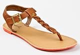 Qupid ATHENA-503 Braided Thong Flat Slingback Sandal