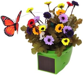 Russco lll GD127495 Solar Pals Green Pot with Fluttering Orange Butterfly Patio Centerpiece