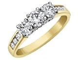 Diamond Engagement Anniversary Three Stone Ring 3 Carat (ctw) in 14K Yellow Gold