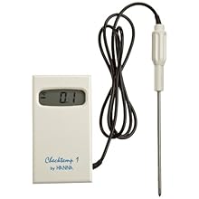 Hanna Instruments HI 98509 Checktemp 1C Thermistor Thermometer, with Stainless Steel Probe and 1m Cable, -50.0 to 150.0 degrees C, + or - 0.3 degrees C (from -20 to 90 degrees C), + or - 0.5 degrees C (outside), 4.2" H x 2.3" W x 0.7" D