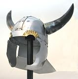 Viking Warrior Helmet w/Real Horns: Medieval Costume Helm