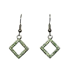 Earrings - E110 - Small Crystal Diamonds ~ Peridot Green