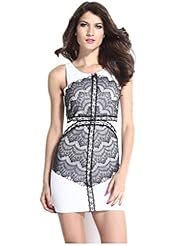 Sleeveless Tank Lace Applique Cutout Bodycon Dress 