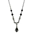 Vintage Black-Diamond Crystal Drop Necklace
