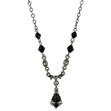 Vintage Black-Diamond Crystal Drop Necklace