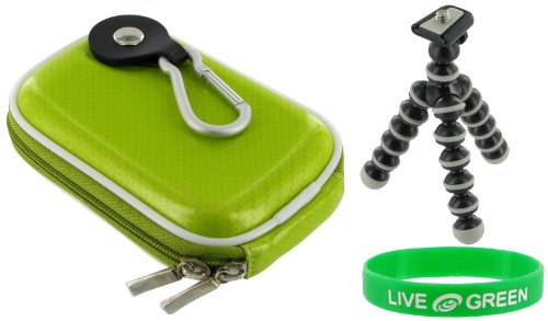 2n1 Hard Shell (Candy Green) Carrying Case and Premium Tripod for Sony Cybershot DSC-T99 Digital Camera Pink
