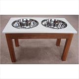 Solid Surface Pet Diner with Ivory Granite Top Size: Large
