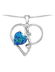 Original Star K (tm) 10mm Heart Shape Created Blue Opal Knotted Heart Pendant in 925 Sterling Silver
