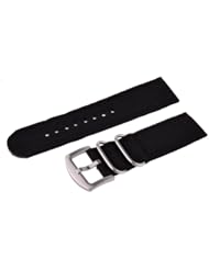 Neewer Black 22mm Thread Woven Stainless Steel Keeper Metal Buckle Nylon Watch Band Strap