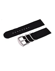 Neewer Black 20mm Thread Woven Stainless Steel Keeper Metal Buckle Nylon Watch Band Strap