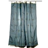 Indian Gift-2 Organza Cyan Base Embroidered Sari Curtains Drapes Panelby Mogulinterior