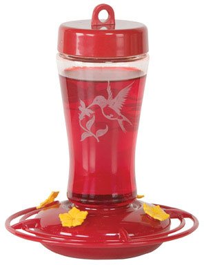 Glass Hummingbird Feeder 12 oz Red