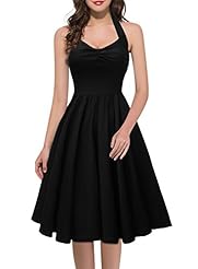 V-neck Halter Sleeveless Above the Knee Nylon/Spandex Vintage Cutout Evening Dress/Bridesmaid Dress/Wedding Party Dress 