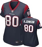 Andre Johnson Women's Jersey: Home Blue Game Replica #80 Nike Houston Texans Women's Jersey