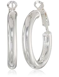 Sterling Silver Polished Clutchless Hoop Earrings