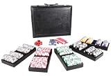 Red Star WLXE-5111M 500-Piece Clay Poker Chip Set in Leather Box